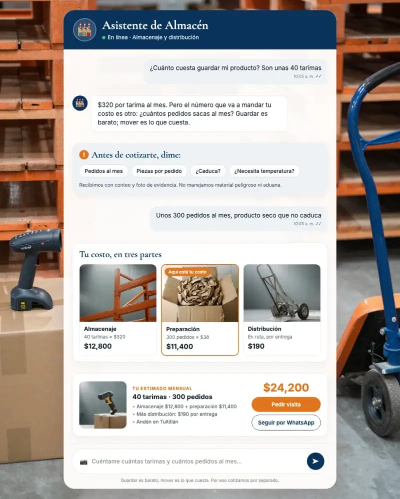 Asistente de IA para almacenaje y distribución