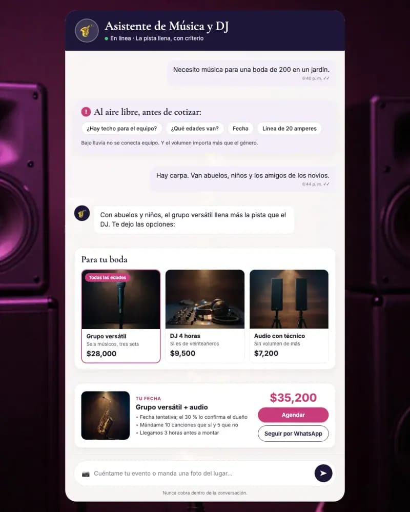 Asistente de IA para música y DJ para eventos