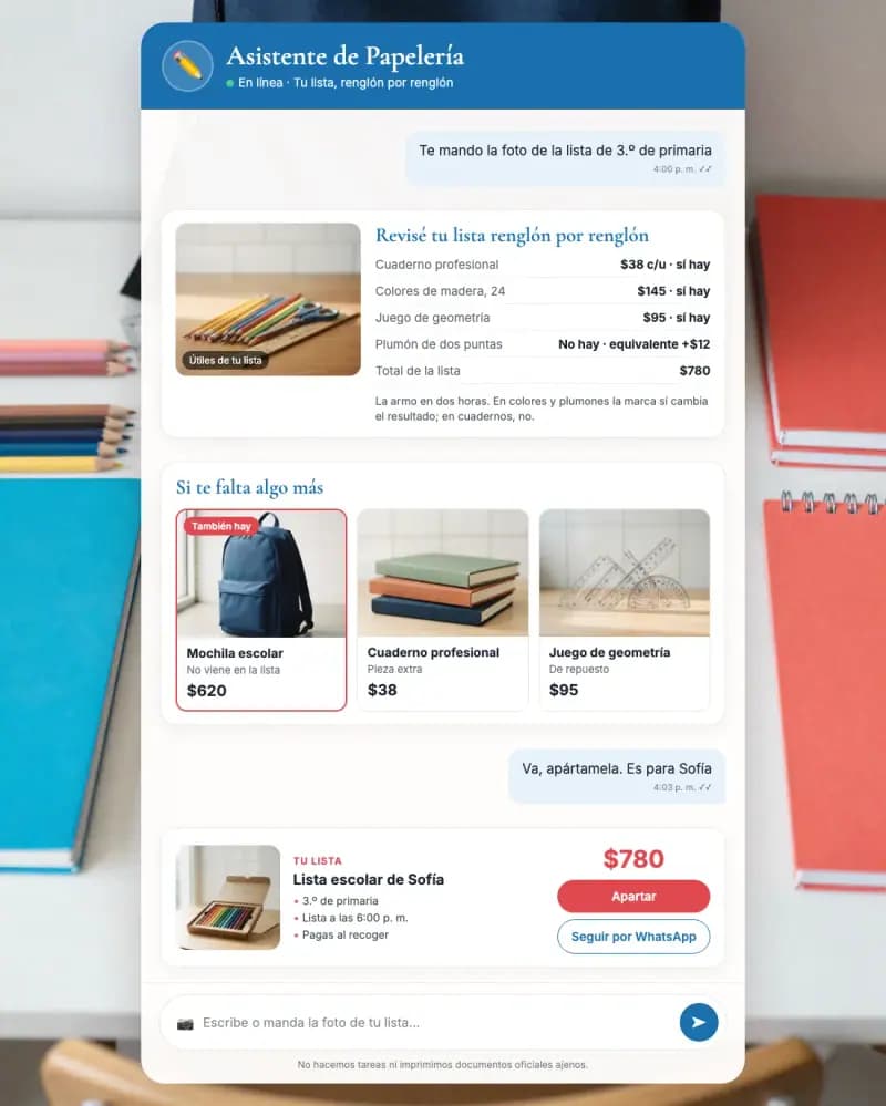 Asistente de IA para papelería