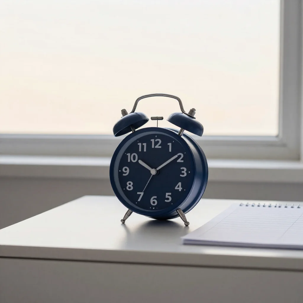 Un reloj de pared sobre un escritorio.