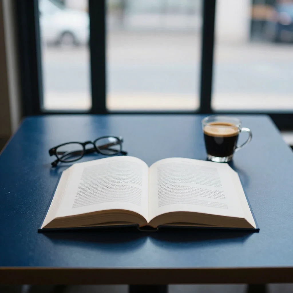Libros y una libreta sobre una mesa.