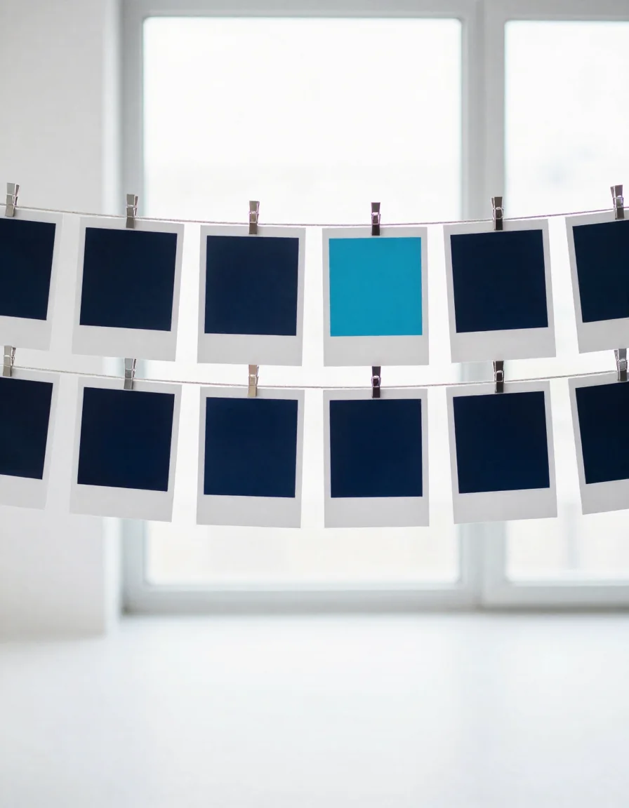 Cámara y fotografías sobre una mesa de luz.