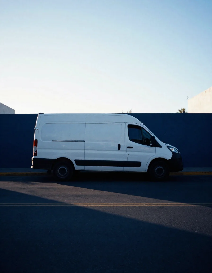 Camioneta de reparto en una calle.