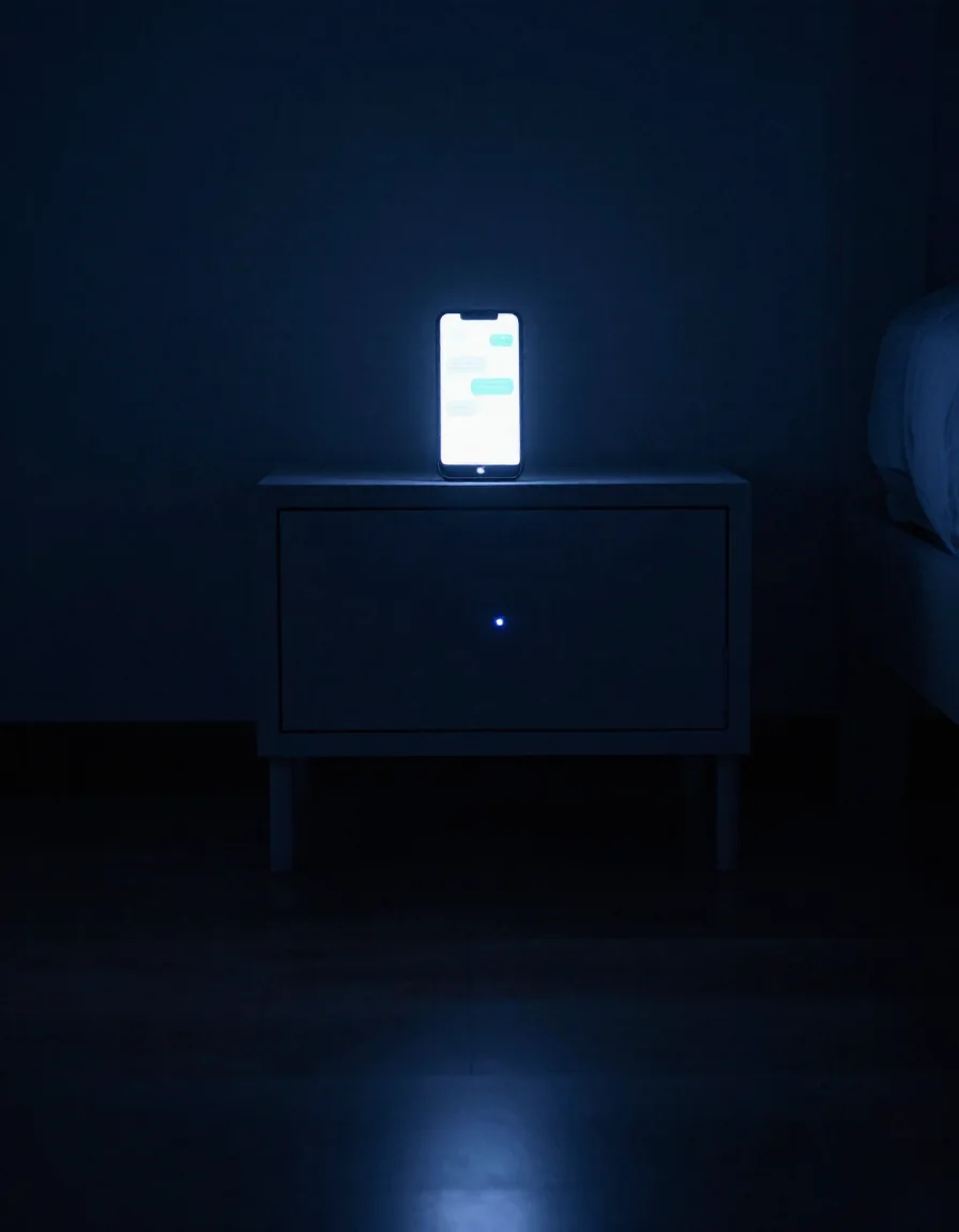 Un teléfono con una conversación de mensajes.