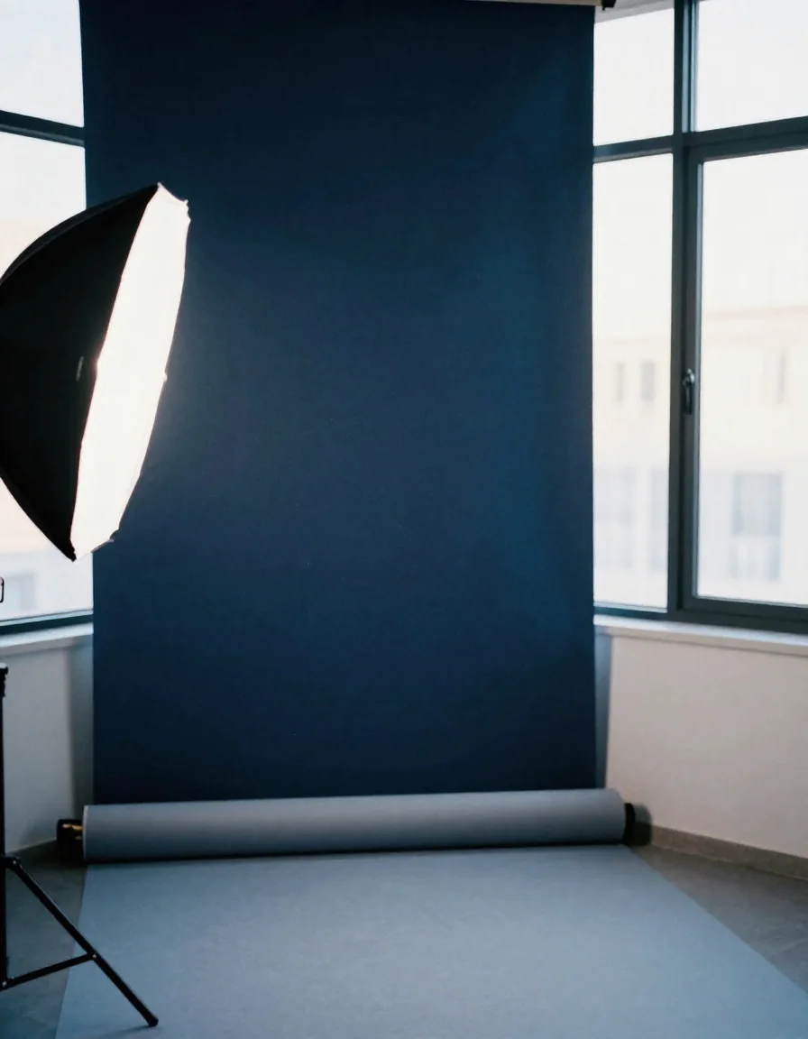 Cámara y fotografías sobre una mesa de luz.
