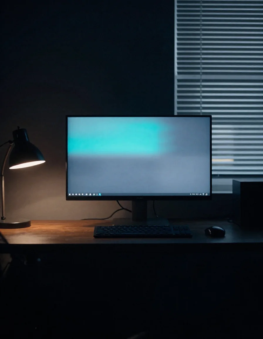 Monitores con código en un escritorio de desarrollo.