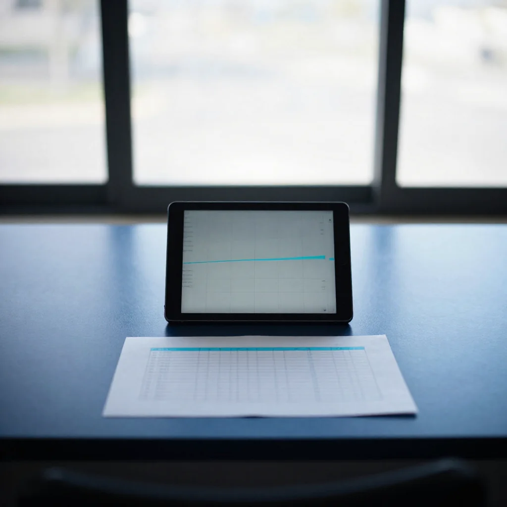 Gráficas impresas junto a una laptop.