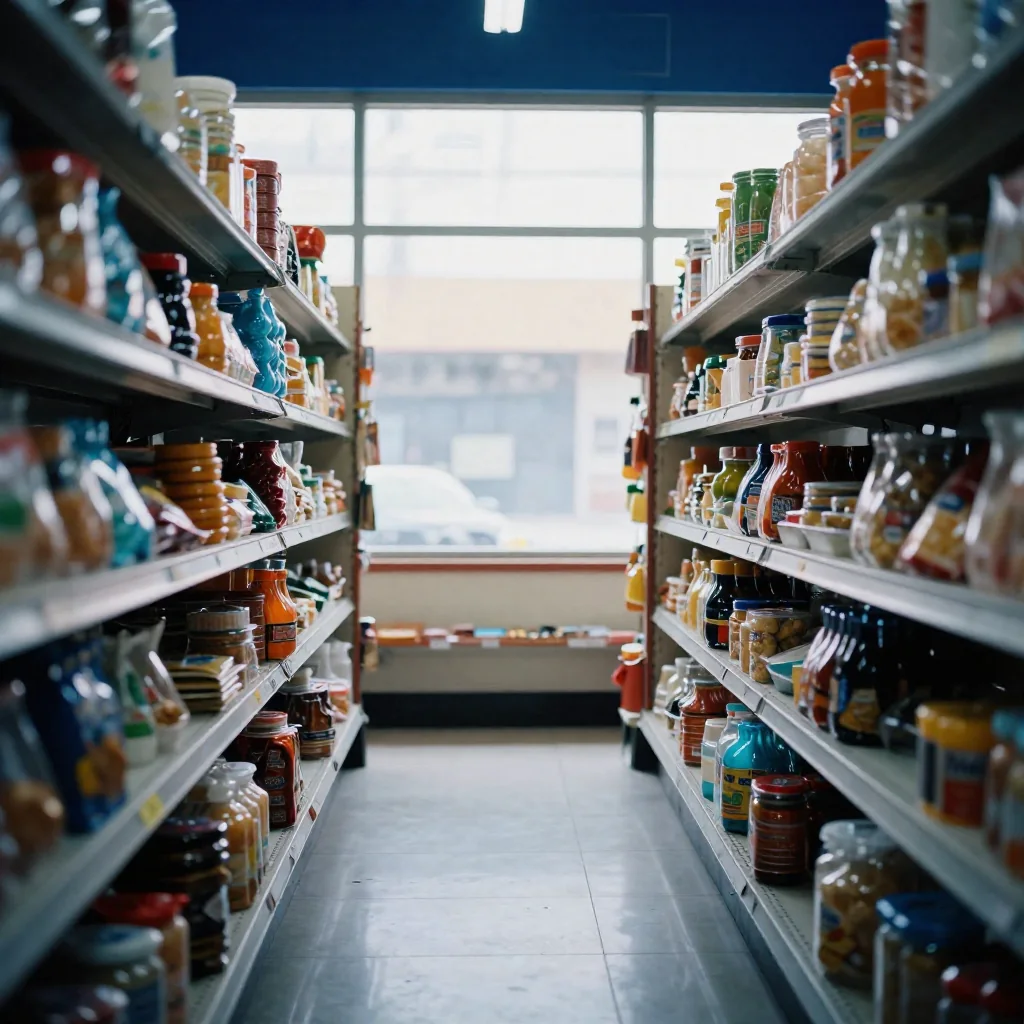 Pasillo de una tienda de barrio.