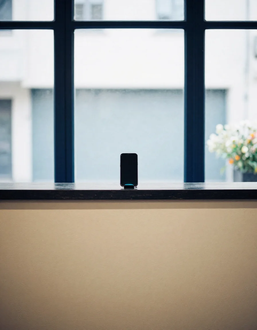 Un teléfono en el mostrador de un negocio.