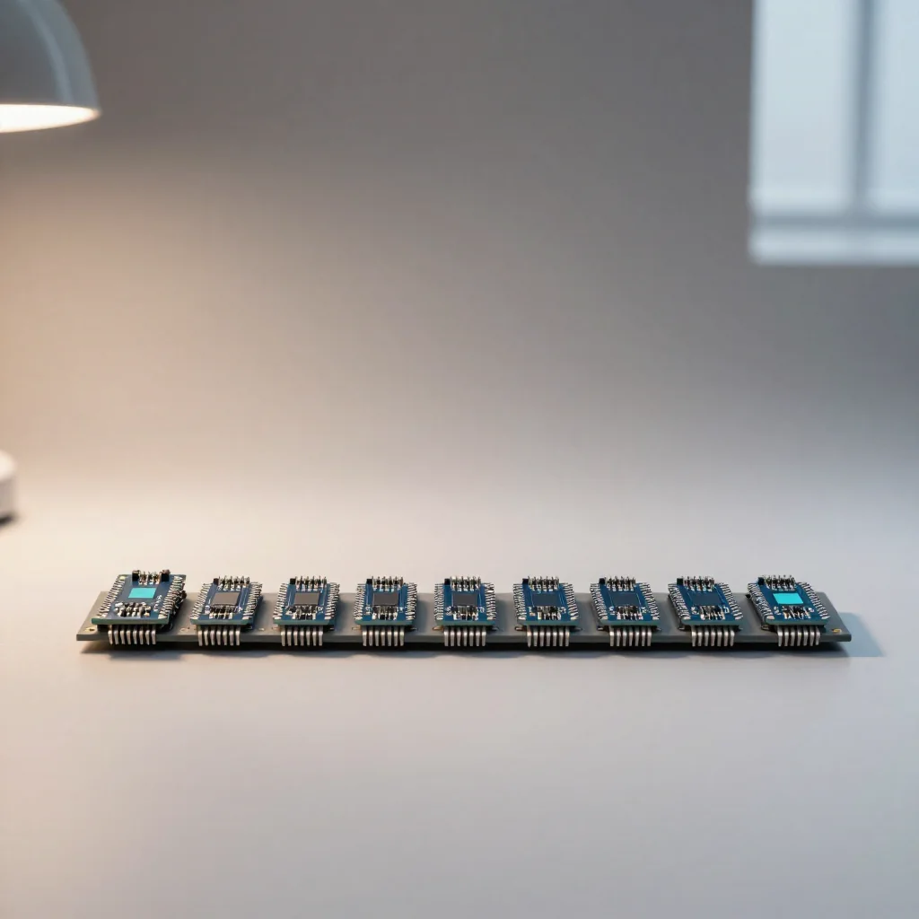 Un chip sobre una placa de circuito.