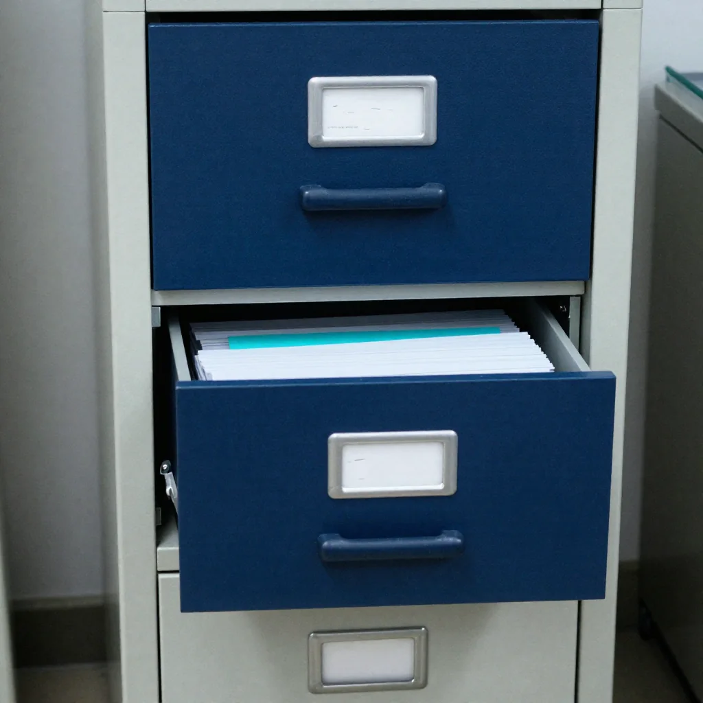 Estantes con cajas de archivo.