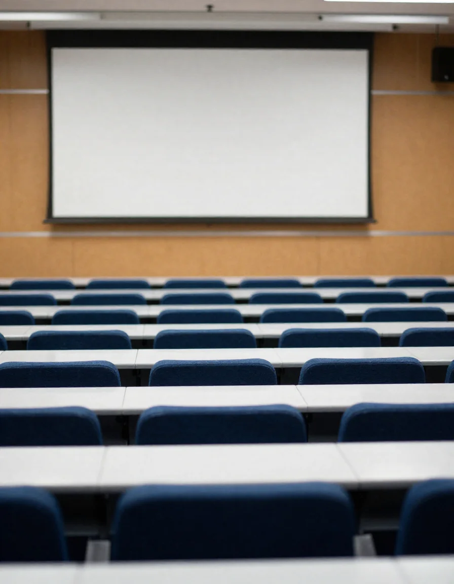 Un salón de clases vacío.