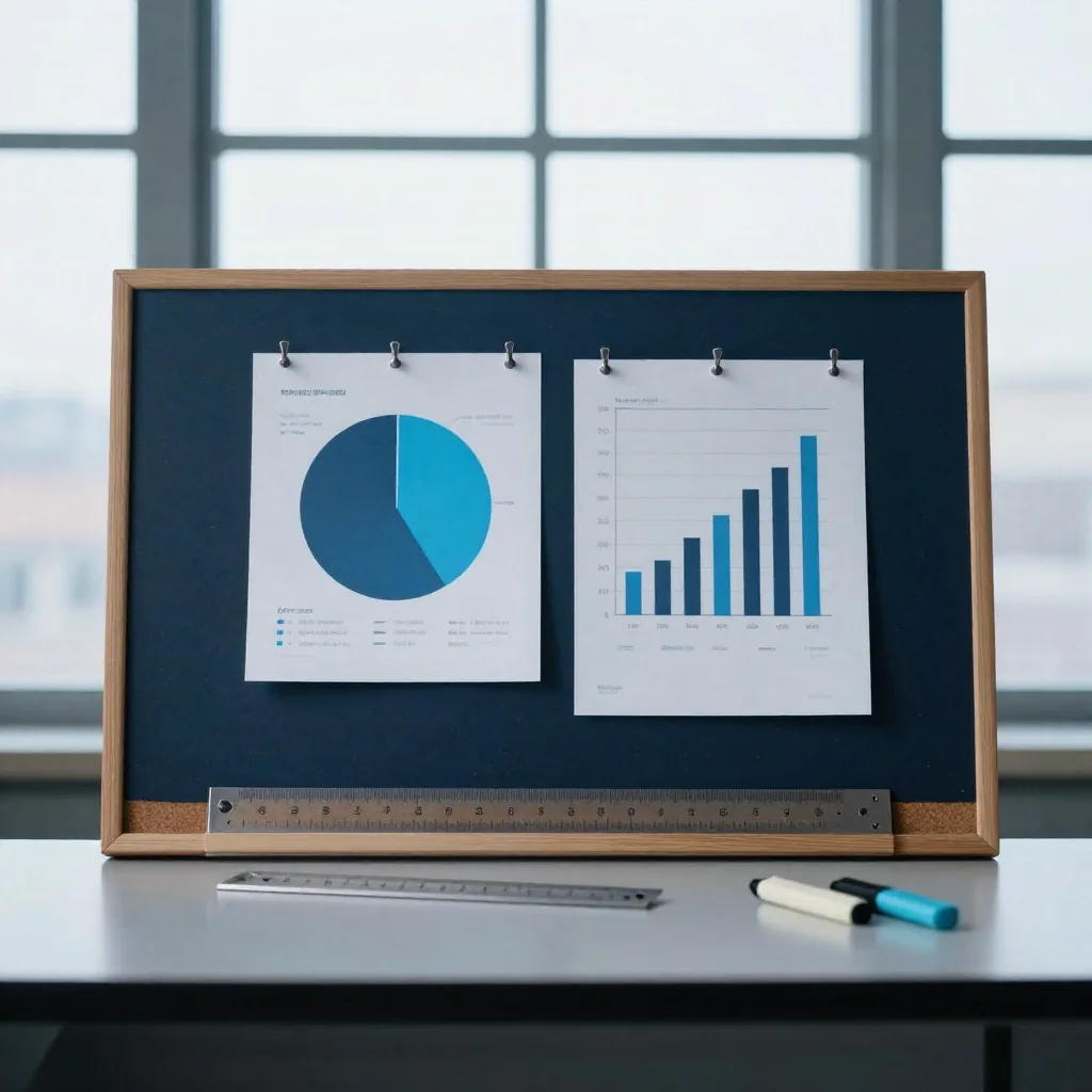 Gráficas impresas junto a una laptop.