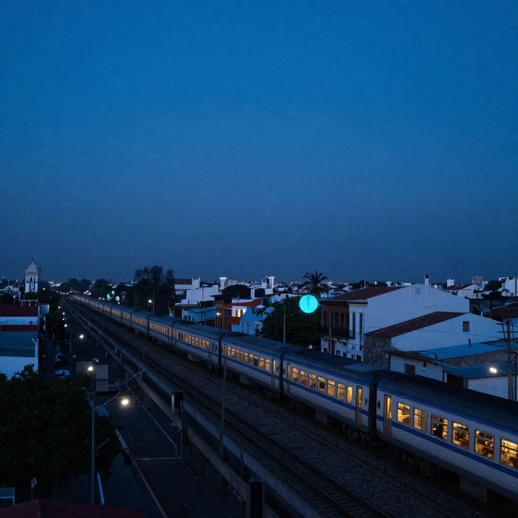 Una ciudad mexicana al anochecer.