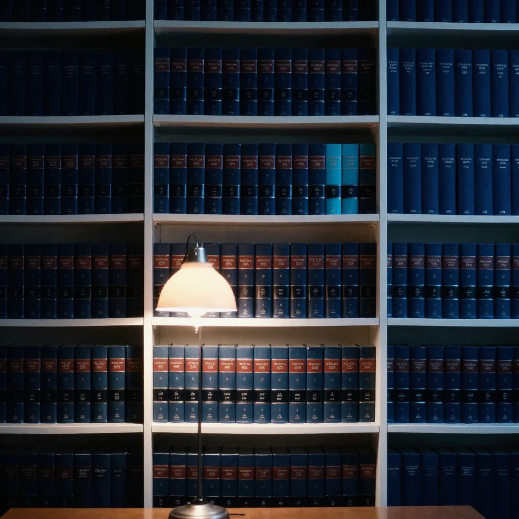 Libros de derecho en una biblioteca.