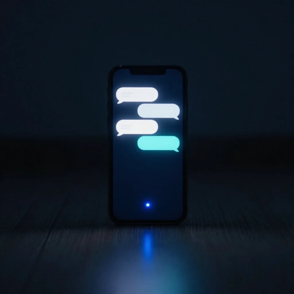 Un teléfono con una conversación de mensajes.