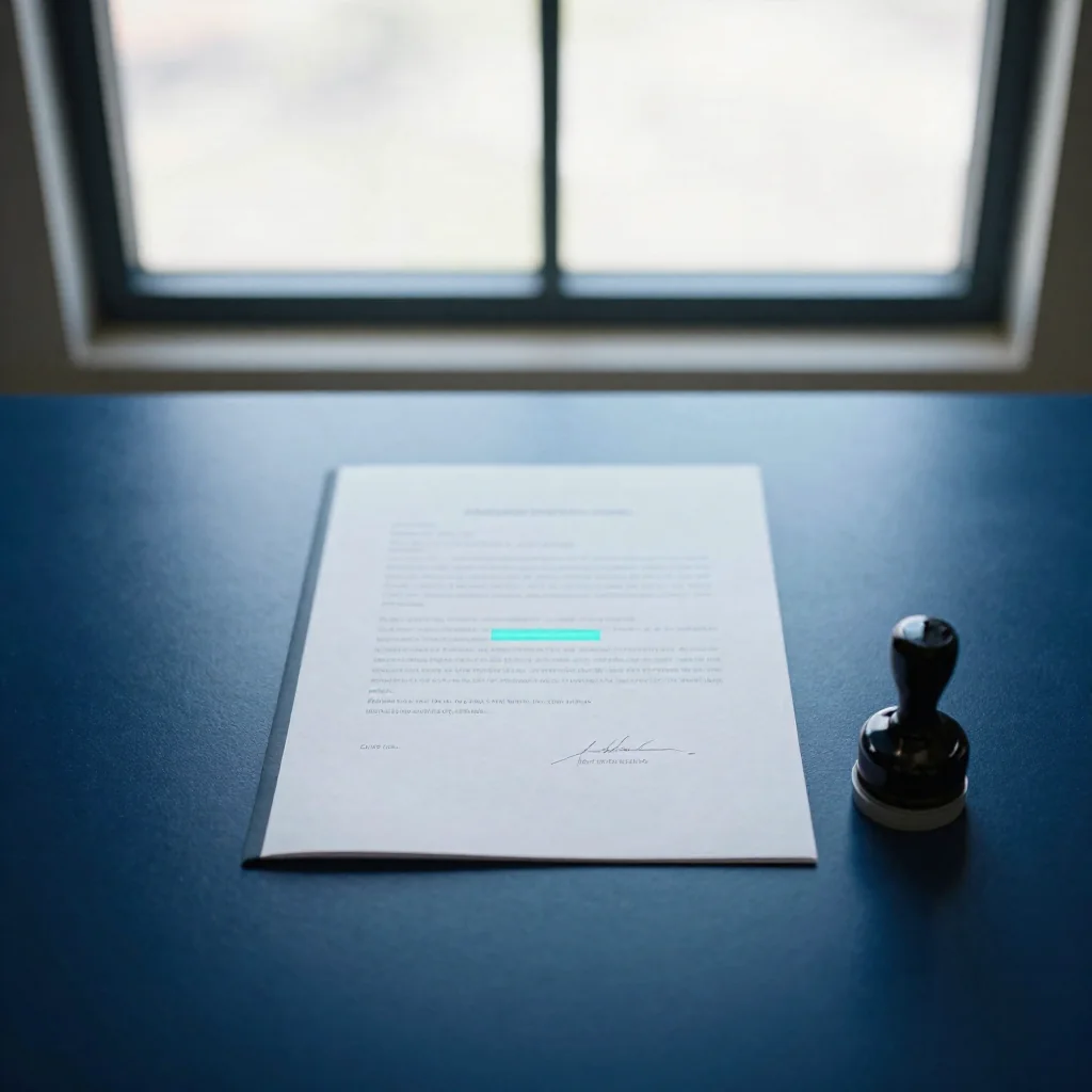 Un contrato impreso con una pluma.