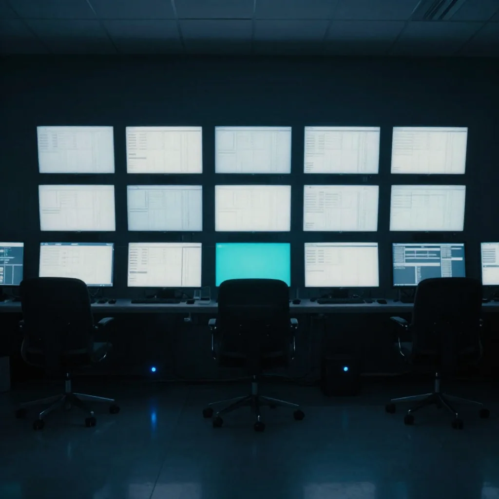 Sala de monitoreo con pantallas.