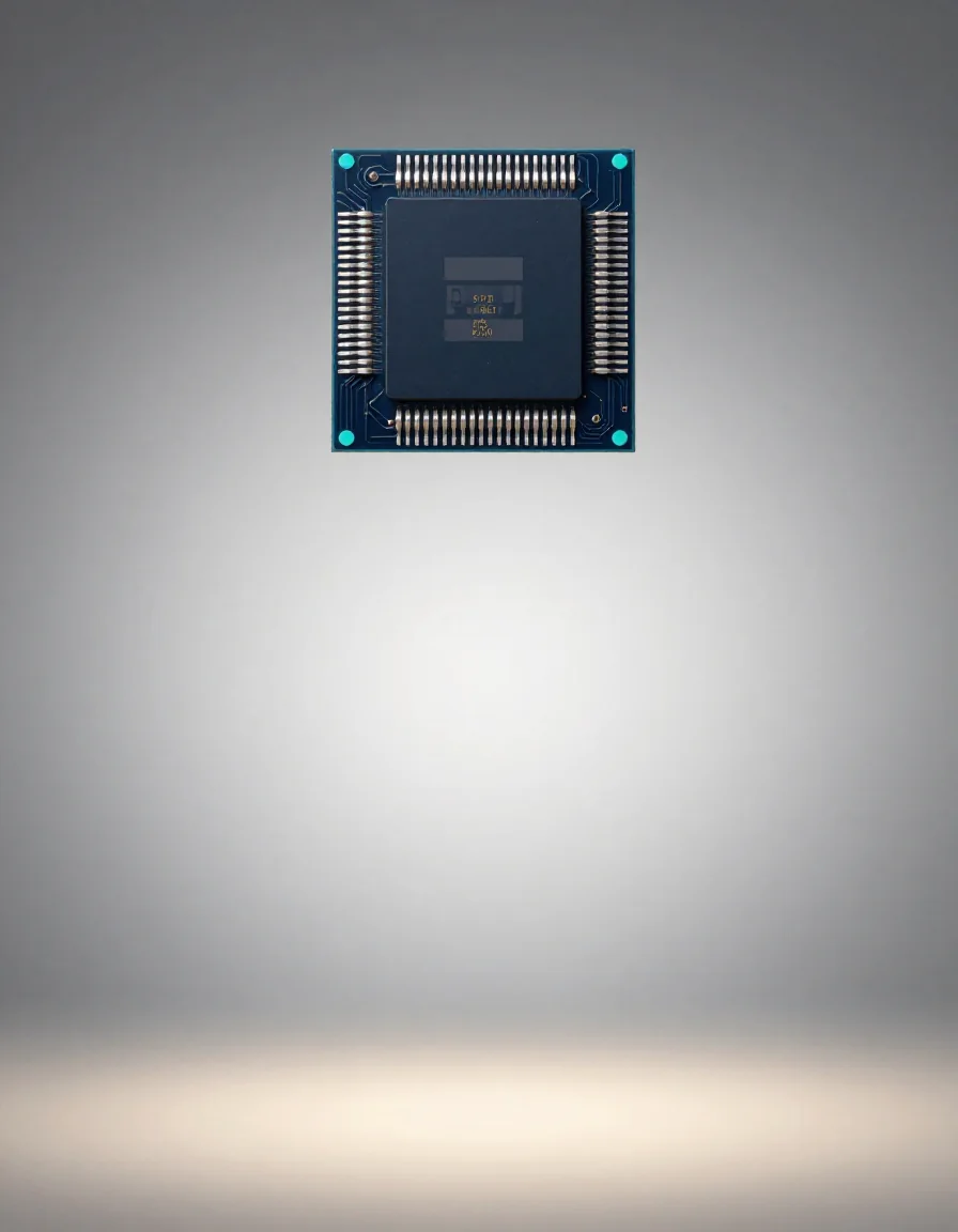 Un chip sobre una placa de circuito.