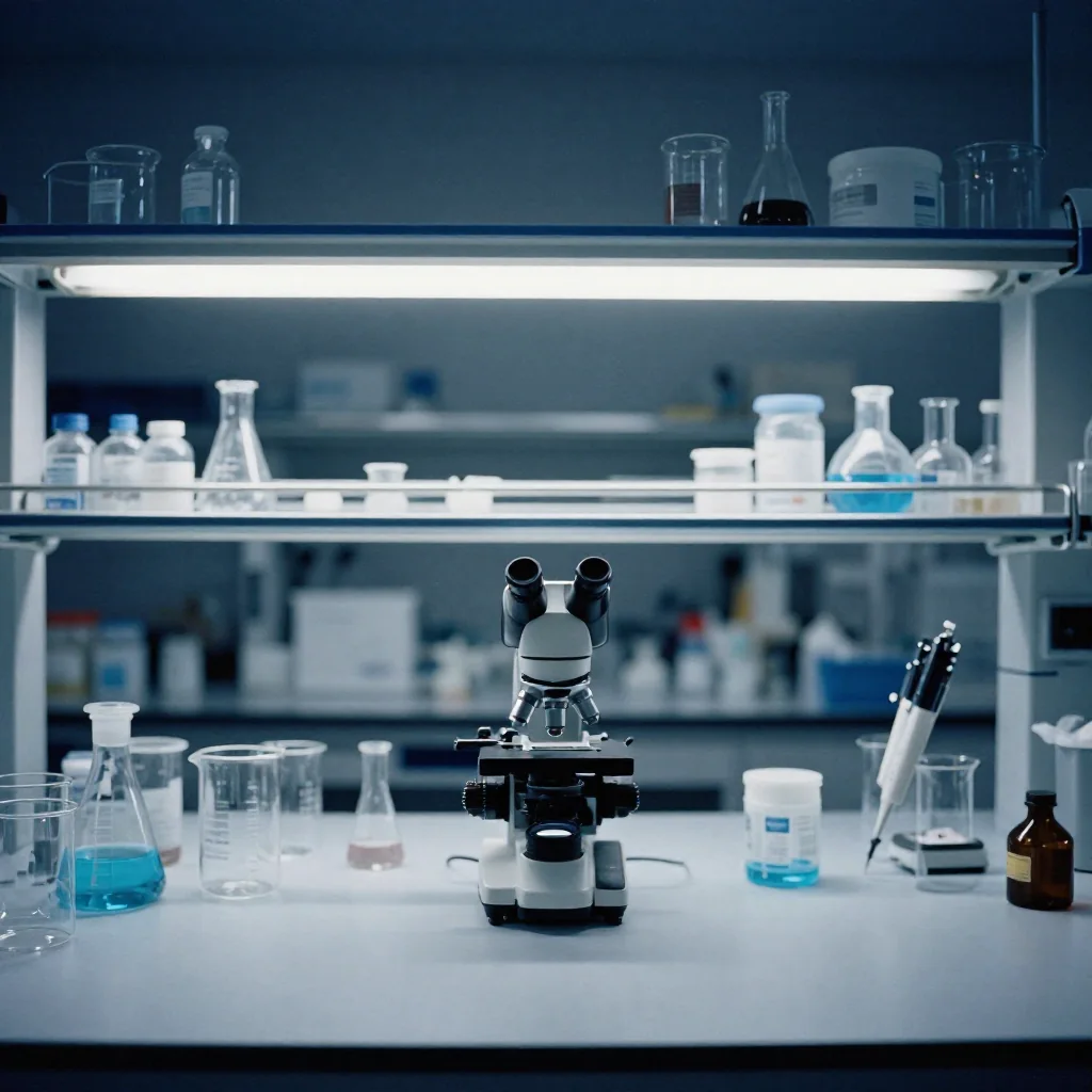Mesa de un laboratorio científico.