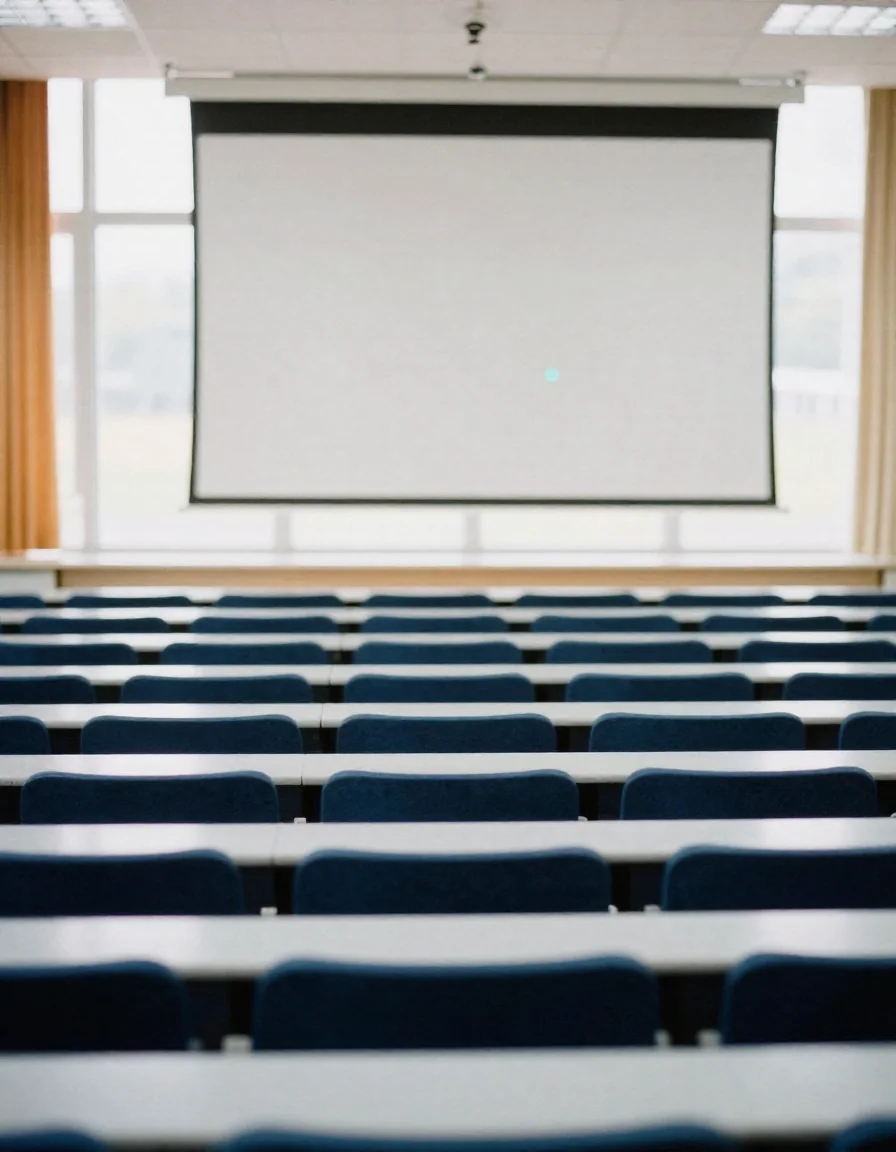 Un salón de clases vacío.