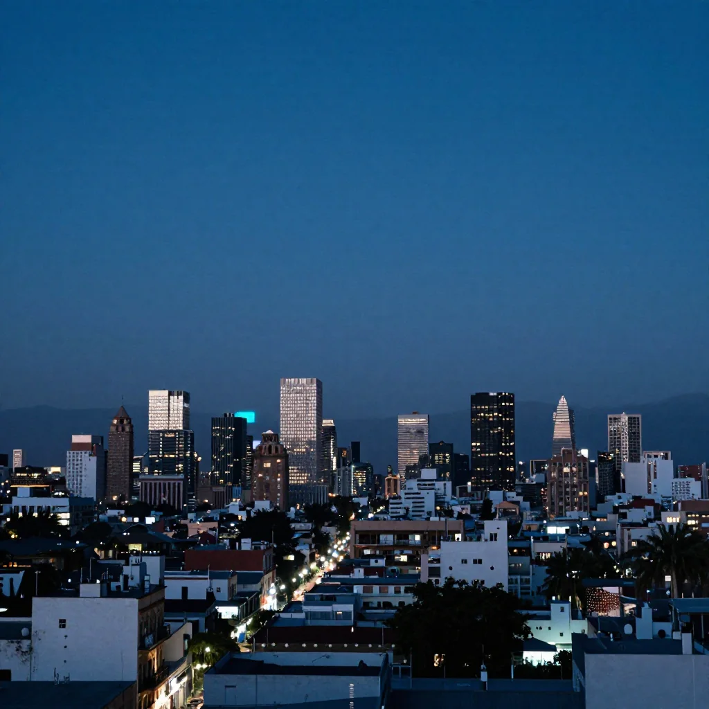 Una ciudad mexicana al anochecer.