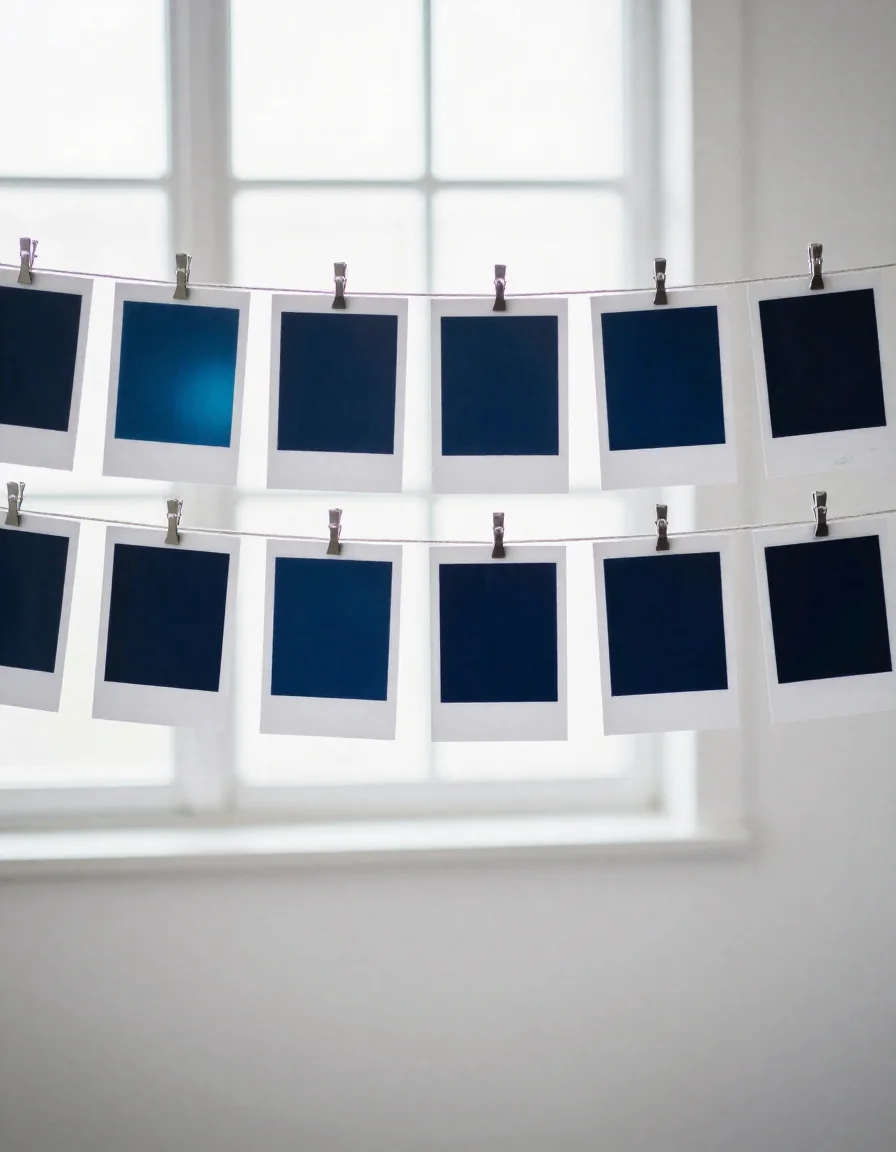 Cámara y fotografías sobre una mesa de luz.