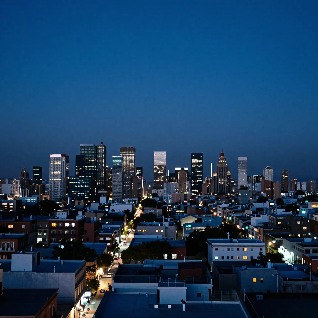 Una ciudad mexicana al anochecer.