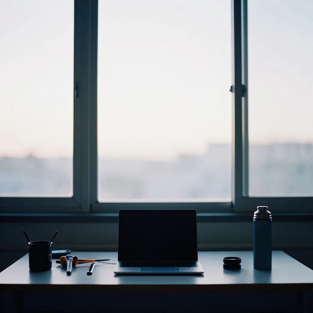 Un escritorio al amanecer.