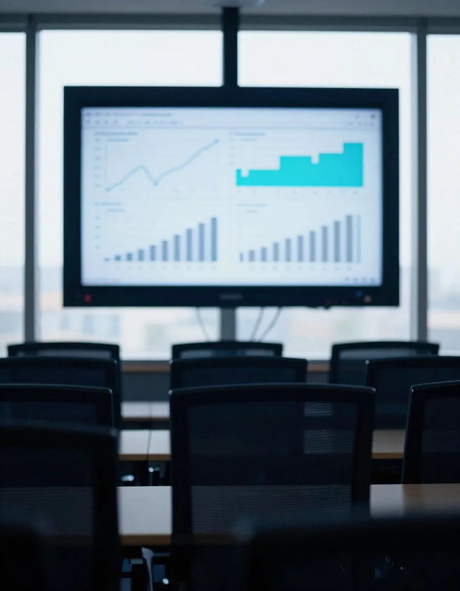 Gráficas impresas junto a una laptop.