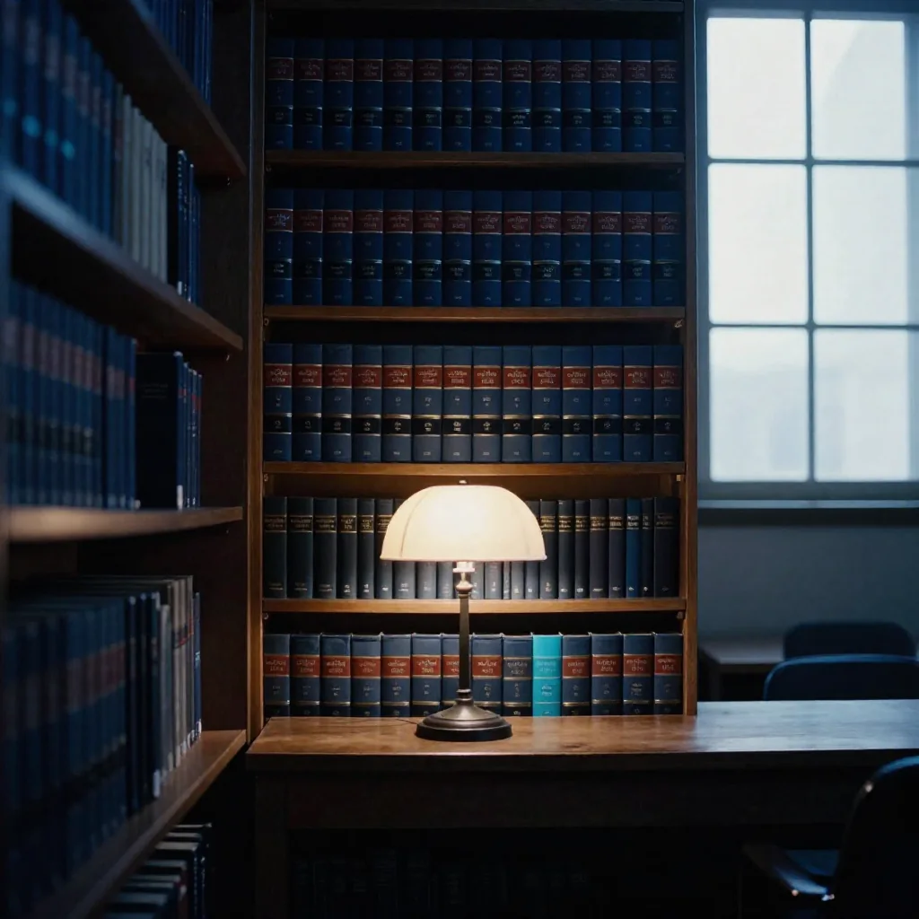 Libros de derecho en una biblioteca.
