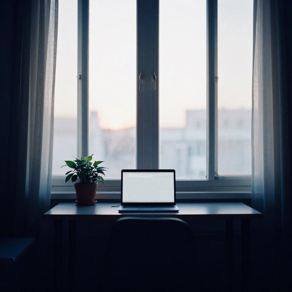 Un escritorio al amanecer.