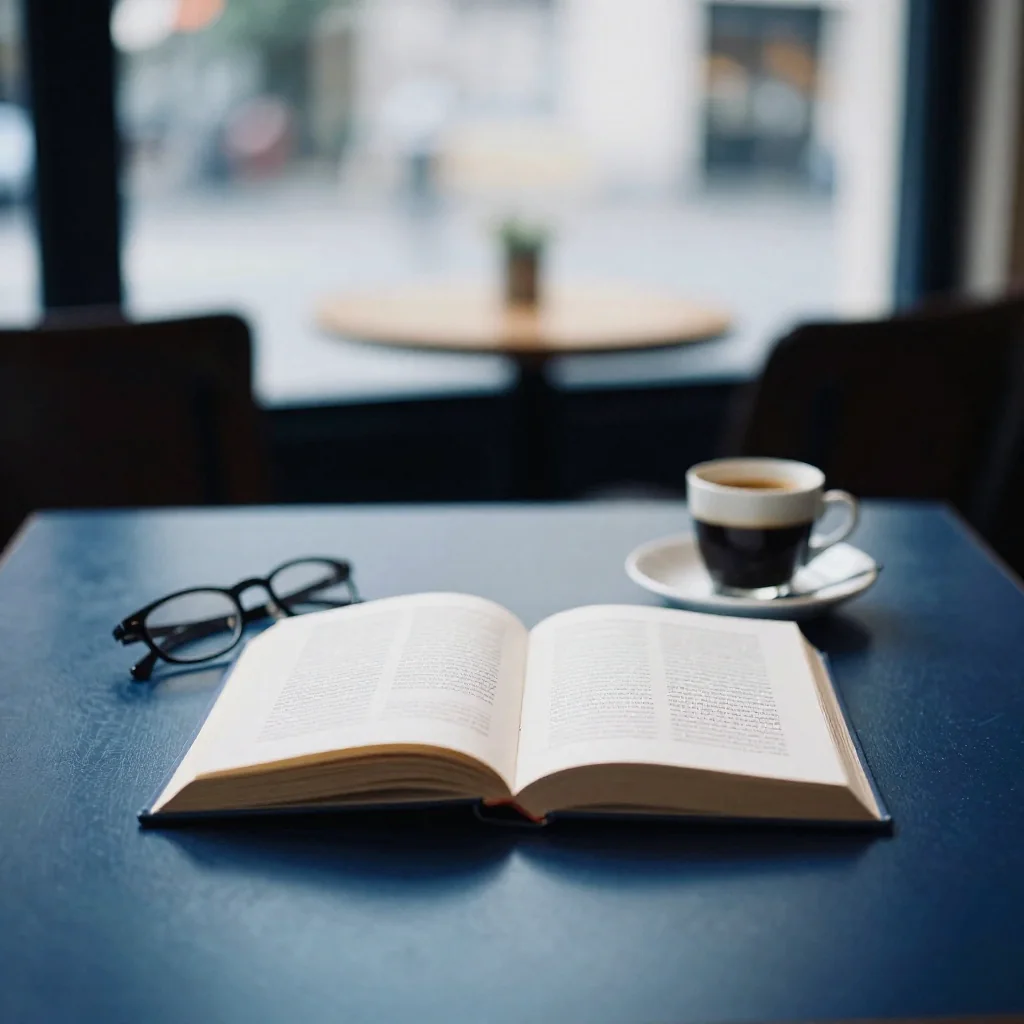 Libros y una libreta sobre una mesa.