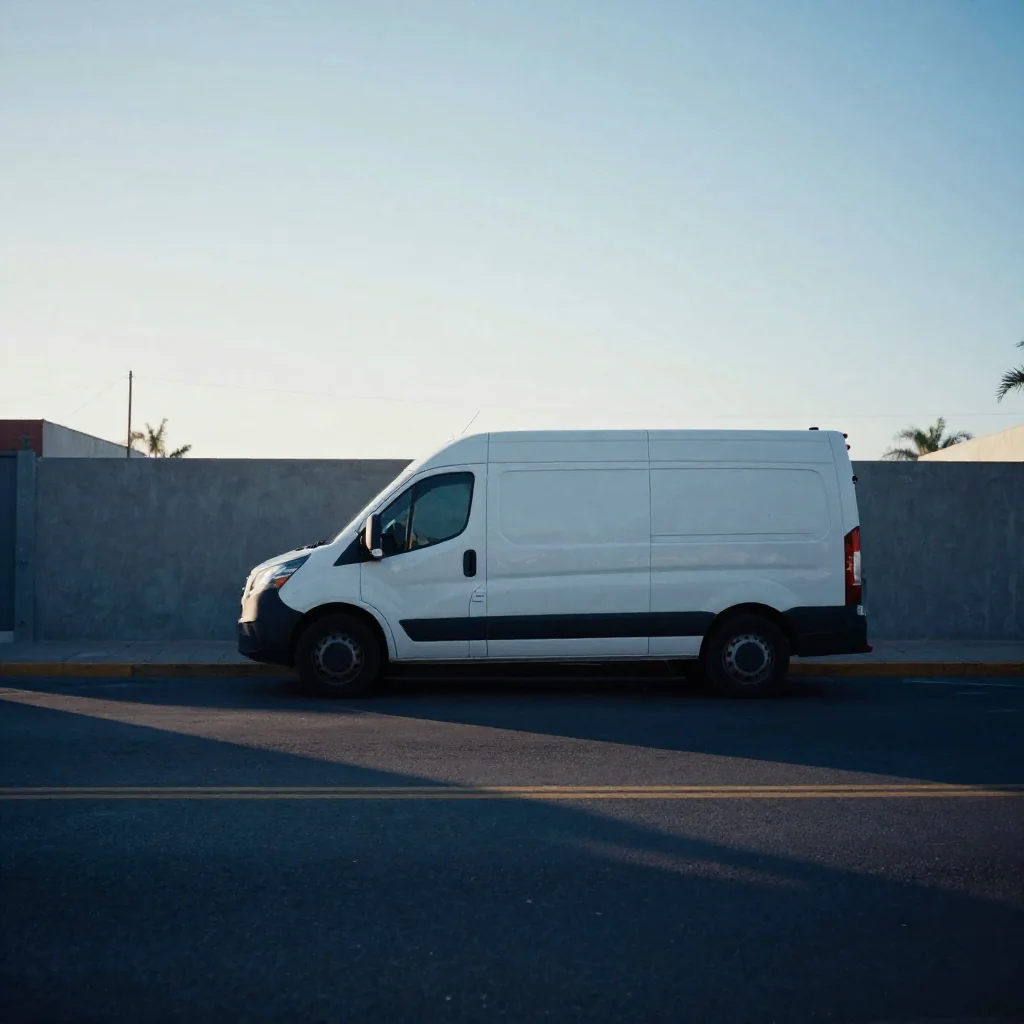 Camioneta de reparto en una calle.