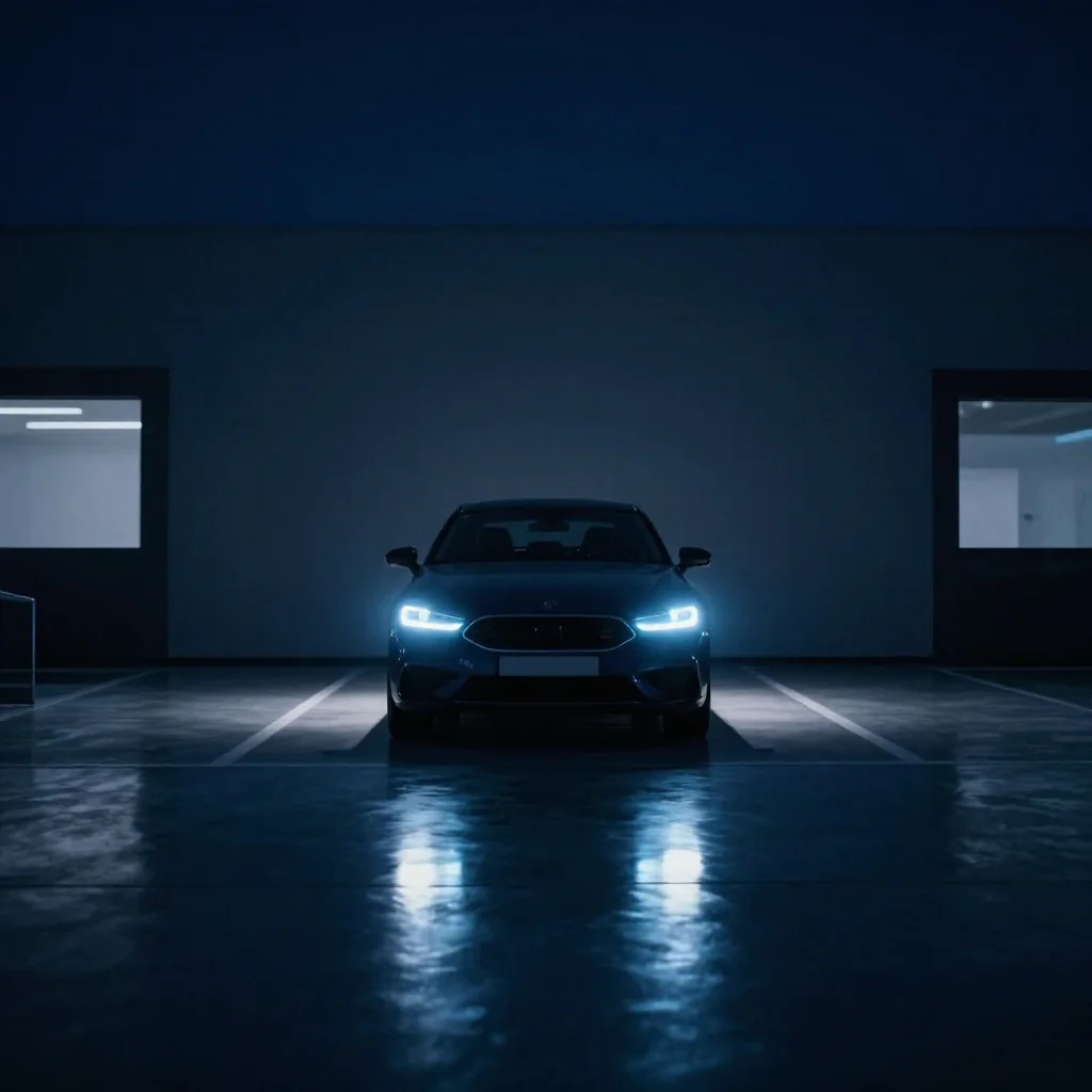 Un auto en una sala de exhibición.