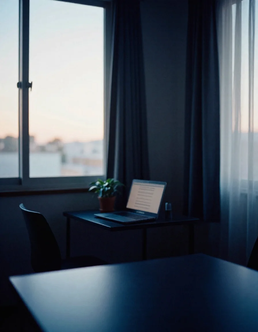 Un escritorio al amanecer.