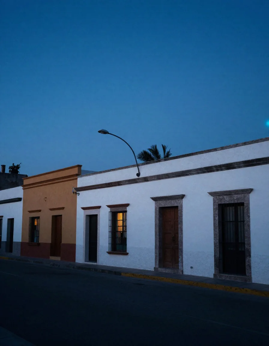 Una ciudad mexicana al anochecer.