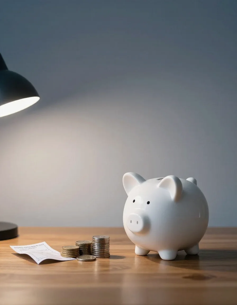 Pilas de monedas sobre una mesa.