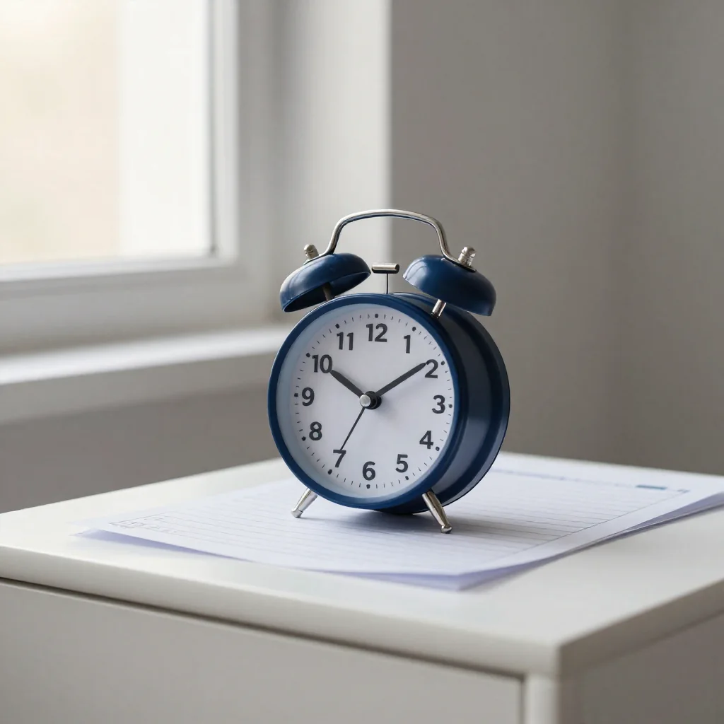 Un reloj de pared sobre un escritorio.