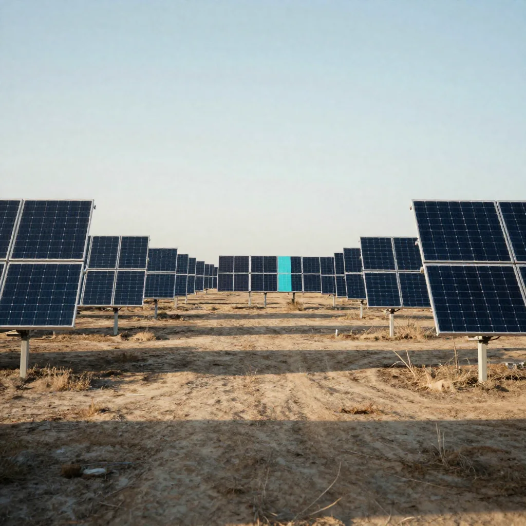 Paneles solares en un campo abierto.