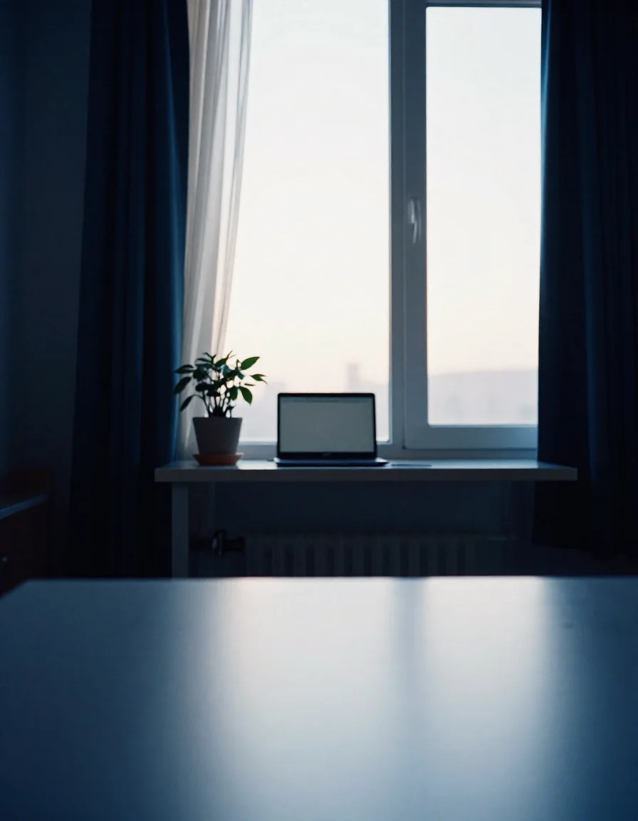 Un escritorio al amanecer.