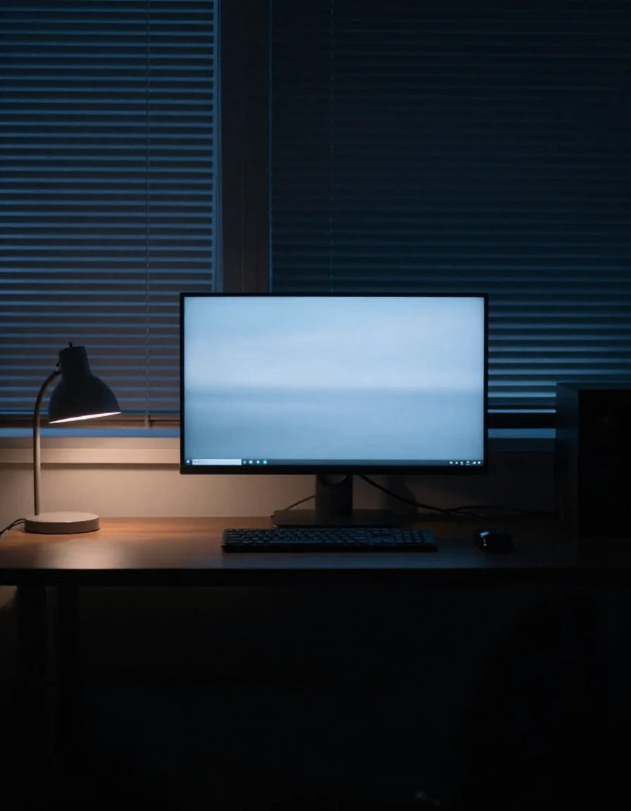 Monitores con código en un escritorio de desarrollo.