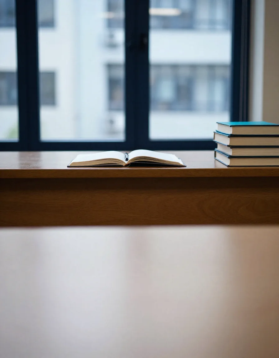Libros y una libreta sobre una mesa.