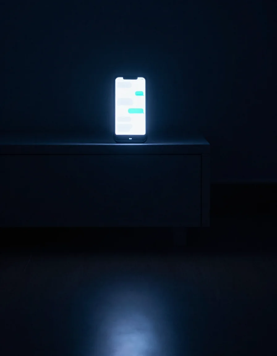 Un teléfono con una conversación de mensajes.