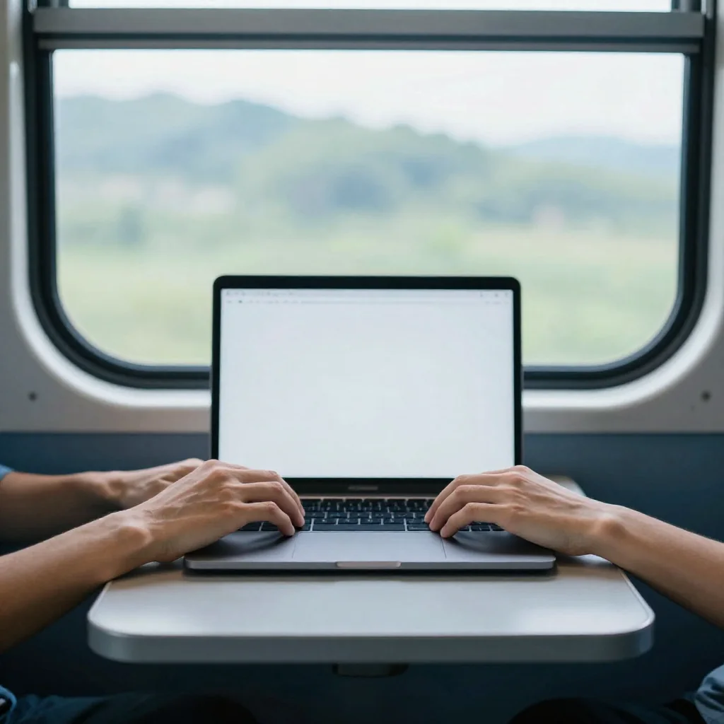 Manos escribiendo en una laptop.