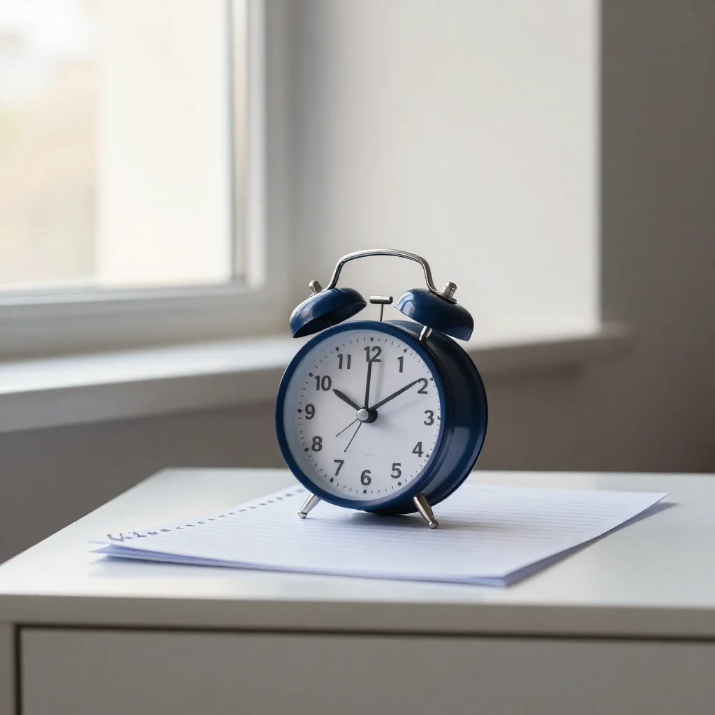 Un reloj de pared sobre un escritorio.