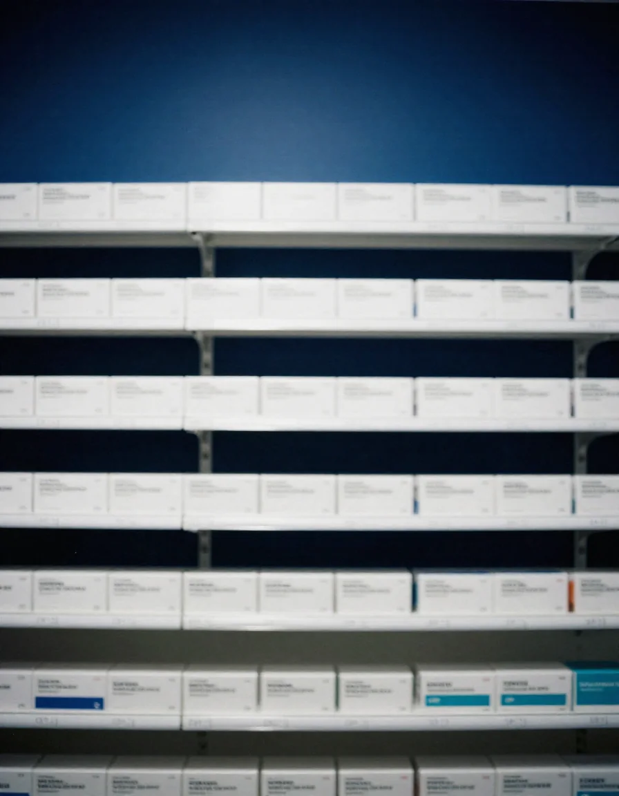 Estantes de una farmacia.