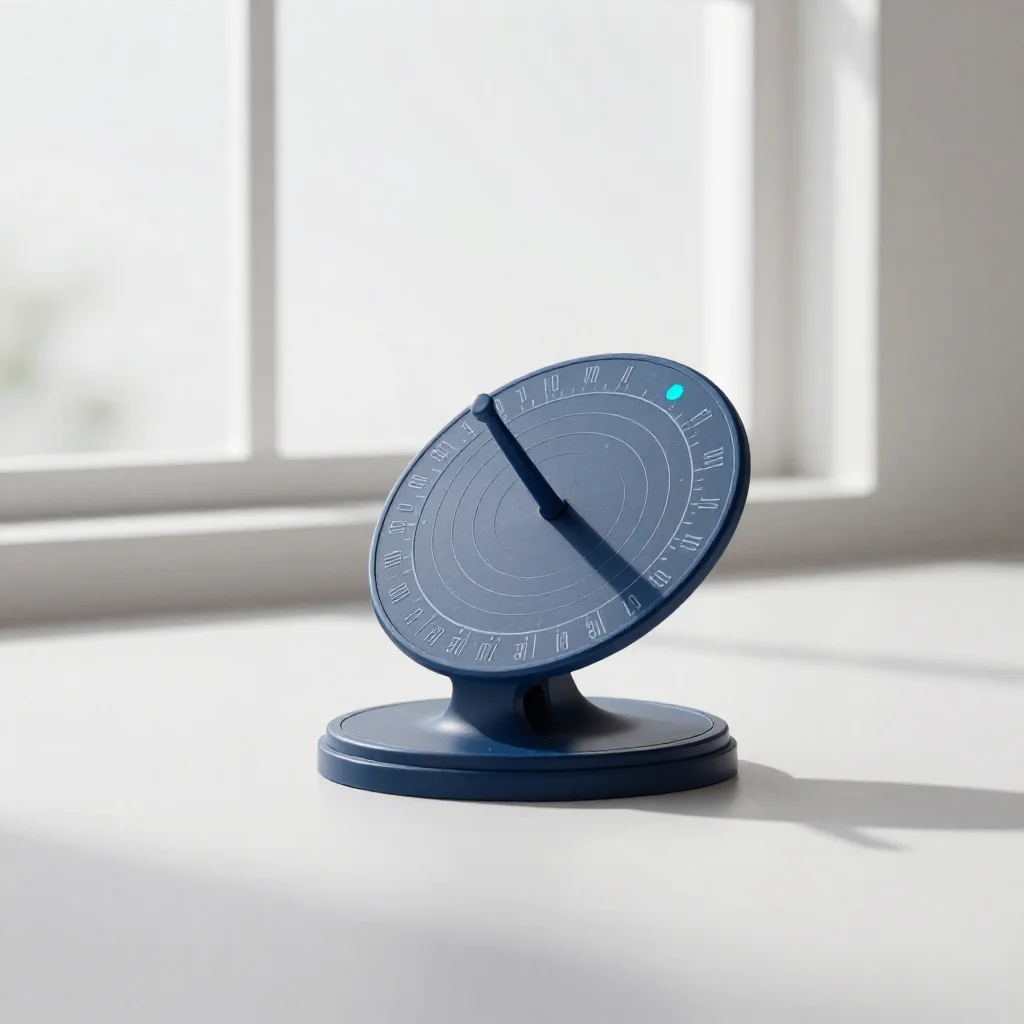 Un reloj de pared sobre un escritorio.