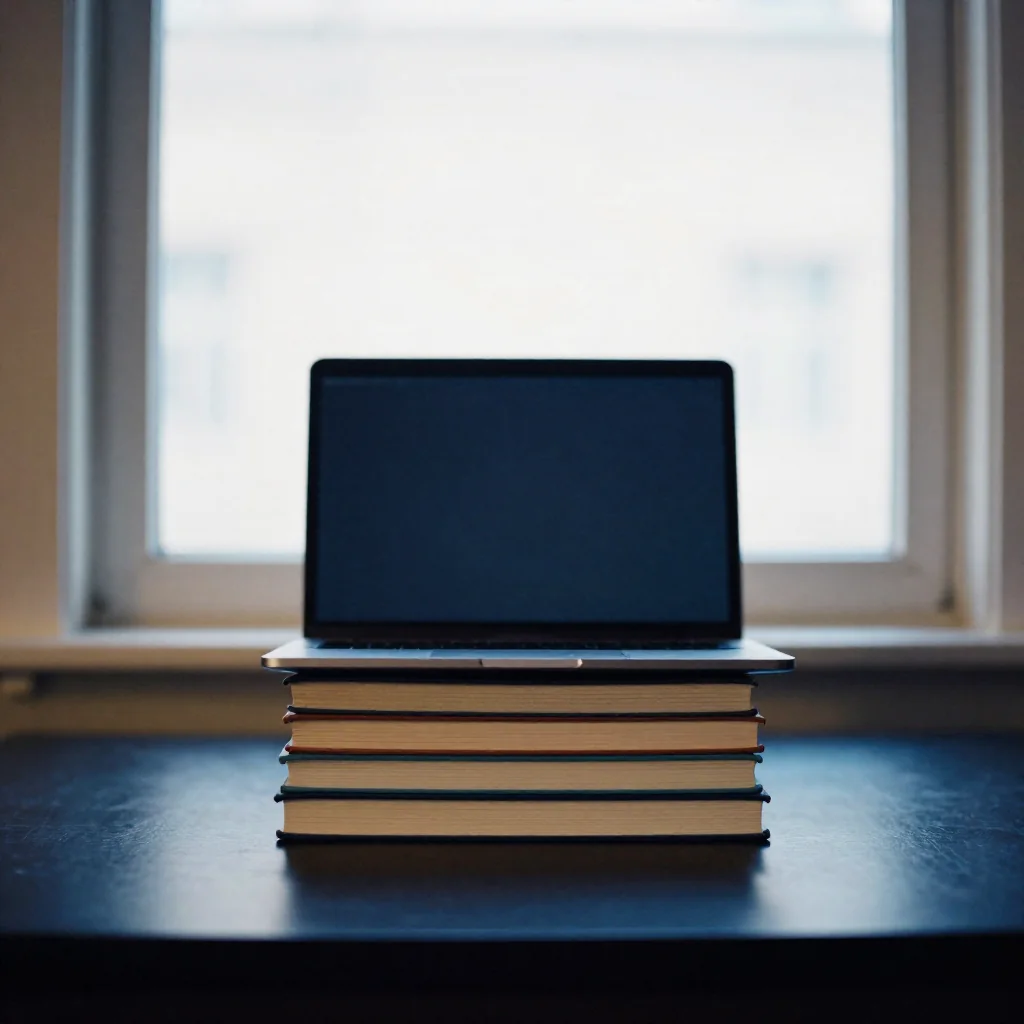 Libros y una libreta sobre una mesa.