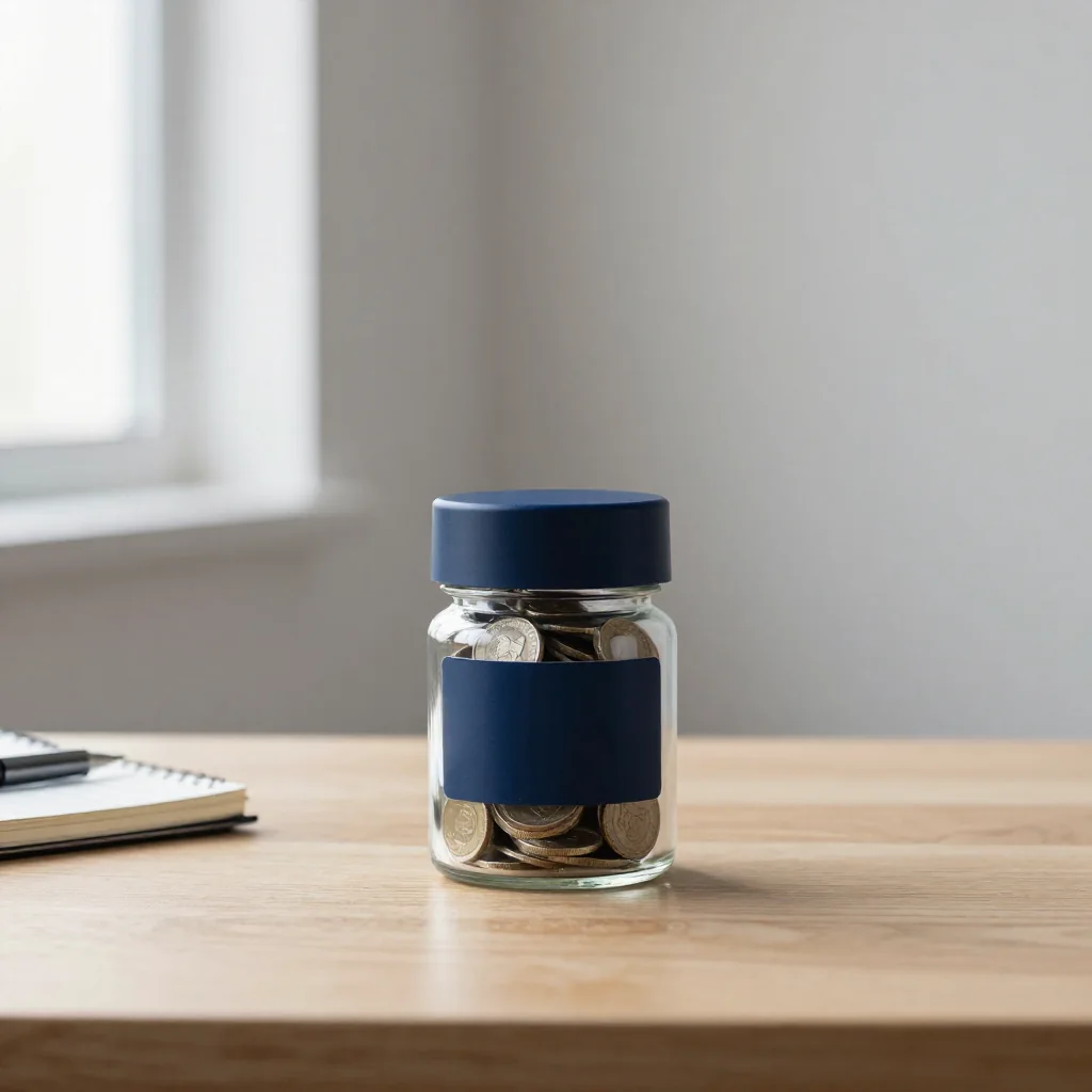 Pilas de monedas sobre una mesa.